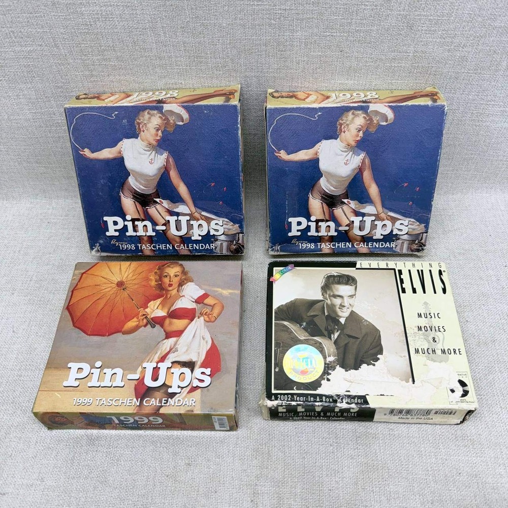 Vintage Taschen Pin-Ups 1998 1999 & Elvis 2002 Daily Desk Calendars Lot of 4